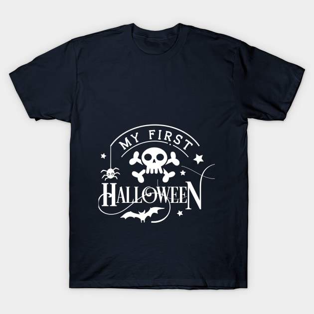 My first Halloween Vintage Halloween floral ghost graphic costume | Dark Colors T-Shirt by Designmagenta